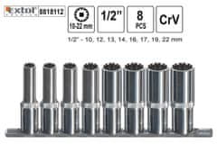 Extol Premium Gola ořechy Multilock 1/2" sada 8 kusů 10-22mm