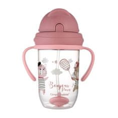 Canpol babies Hrnček nevylievací so slamkou a závažím 270 ml Bonjour Paris ružový, 6m+