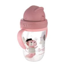 Canpol babies Hrnček nevylievací so slamkou a závažím 270 ml Bonjour Paris ružový, 6m+