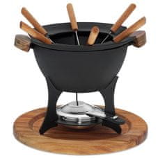 Kela Fondue set COUNTRY 11-dielny liatina / drevo KL-16644