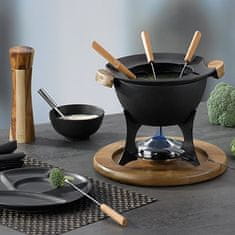 Kela Fondue set COUNTRY 11-dielny liatina / drevo KL-16644