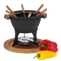 Kela Fondue set COUNTRY 11-dielny liatina / drevo KL-16644