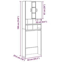 Vidaxl Skrinka na práčku, staré drevo 64x25,5x190 cm