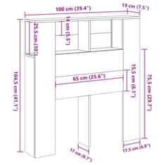 Petromila vidaXL Čelo postele so skrinkou 100x19x104,5 cm kompozitné drevo