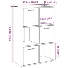 Petromila vidaXL Knižnica staré drevo 60,5x30x90 cm kompozitné drevo