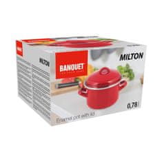 BANQUET Hrniec smaltovaný MILTON Red 12 cm, 0,78 l, s pokrievkou