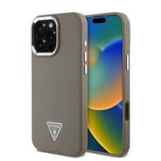 Guess Zadný kryt PU Grained Triangle Logo pre iPhone 16 Pro Brown