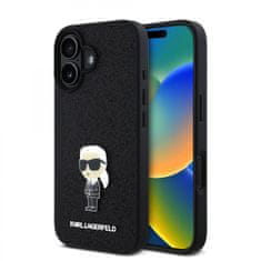 Karl Lagerfeld Zadný kryt Fixed Glitter Metal Ikonik pre iPhone 16 Black