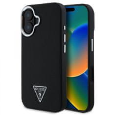 Guess Zadný kryt PU Grained Triangle Logo pre iPhone 16 Black