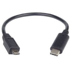 HADEX Kabel USB 2.0 USB-Micro / USB-C 3.1 konektor 0,2m černý