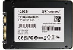 Transcend SSD472K 128GB Industrial (3K P/E) SSD disk 2.5" SATA3, 3D TLC, BiCS5, 560MB/s R, 520 MB/s W, čierny