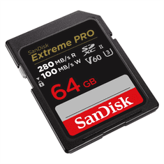 SanDisk Extreme PRO 64 GB V60 UHS-II SD karty, 280/100 MB/s, V60, C10, UHS-II