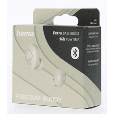 HAMA Bluetooth slúchadlá Freedom Buddy, štuple, nabíjacie púzdro, béžová