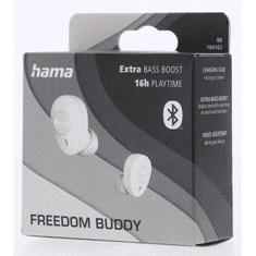 HAMA Bluetooth slúchadlá Freedom Buddy, štuple, nabíjacie púzdro, biela