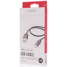 HAMA MFi USB kábel pre Apple, USB-A Lightning 1,5 m, čierny