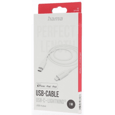 HAMA MFi USB-C Lightning kábel pre Apple, 1 m, biela