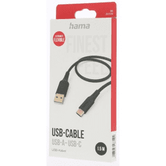 HAMA kábel USB-C 2.0 typ AC 1,5 m Flexible, silikónový, čierna