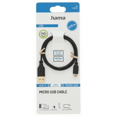 HAMA micro USB 2.0 kábel Flexi-Slim 0,75 m, čierny