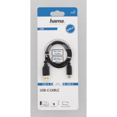 HAMA USB-C 2.0 kábel typ AC 0,75 m, Flexi-Slim, čierny