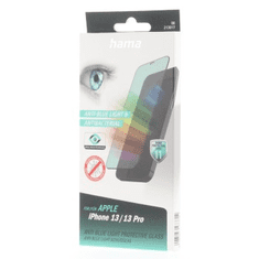 HAMA Anti-Bluelight+Antibacterial, 3D ochranné sklo pre Apple iPhone 13/13 Pro