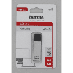 HAMA FlashPen Classic, USB 3.0, 64 GB, 40 MB/s, strieborný