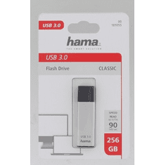 HAMA FlashPen Classic, USB 3.0, 256 GB, 40 MB/s, strieborný