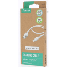 HAMA Eco MFi kábel USB 2.0 pre Apple, USB-A - Lightning, 1 m, biely