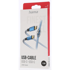 HAMA kábel Reflective USB-C 2.0 typ CC 1,5 m, modrý