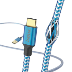 HAMA kábel Reflective USB-C 2.0 typ AC 1,5 m, modrý