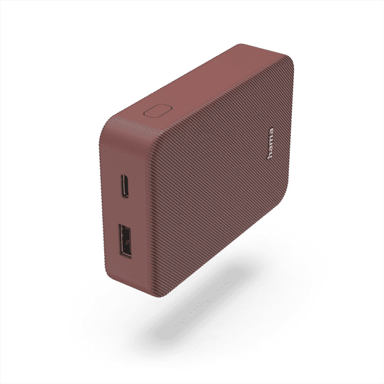 HAMA Colour 10, powerbanka 10000 mAh, 3 A, výstup: USB-C, USB-A, červená