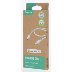 HAMA Eco MFi kábel USB 2.0 pre Apple, USB-C - Lightning, 1 m, biely