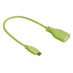 HAMA micro USB OTG redukcia Flexi-Slim, obojstranný konektor, 15 cm, zelená