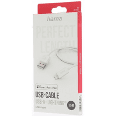 HAMA MFi USB kábel pre Apple, USB-A Lightning 1,5 m, biely