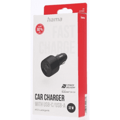 HAMA rýchla USB nabíjačka do vozidla USB-C PD/QC, USB-A, 32 W