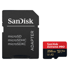 SanDisk Extreme PRO microSDXC 256GB + SD adaptér 200MB/s a 140MB/s A2 C10 V30 UHS-I U3