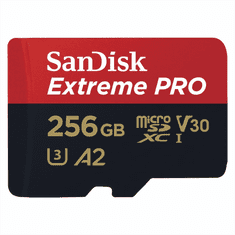 SanDisk Extreme PRO microSDXC 256GB + SD adaptér 200MB/s a 140MB/s A2 C10 V30 UHS-I U3