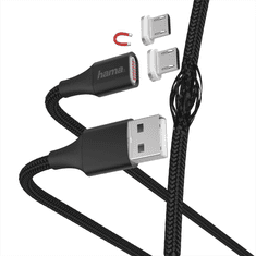 HAMA micro USB kábel Magnetic, A vidlica - micro B vidlica magnetická, 1 m