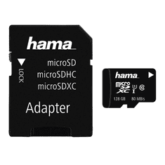 HAMA microSDXC 128 GB Class 10 UHS-I 80 MB/s + Adapter/Mobile