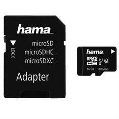 HAMA microSDHC 16 GB Class 10 UHS-I 80 MB/s + Adapter/Mobile