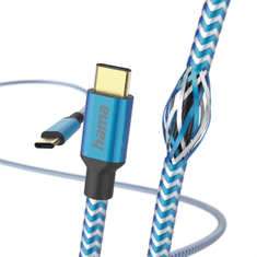 HAMA kábel Reflective USB-C 2.0 typ CC 1,5 m, modrý