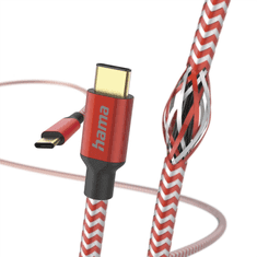 HAMA kábel Reflective USB-C 2.0 typ CC 1,5 m, červený