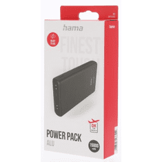 HAMA ALU15HD, powerbanka, 15000 mAh, 3 výstupy: 1x USB-C, 2x USB-A, hliníkové prevedenie, antracitová