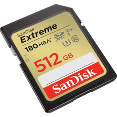 SanDisk Extreme 512 GB SDXC Memory Card 180 MB/s a 130 MB/s, UHS-I, Class 10, U3, V30