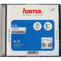 HAMA CD BOX SLIM náhradný obal, 10ks/bal, transparentný/čierna