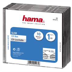 HAMA CD BOX SLIM náhradný obal, 10ks/bal, transparentný/čierna