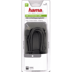 HAMA USB kábel typ AA, predlžovací, 3m, sivý, blister