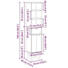 Vidaxl Kúpeľňová skrinka OTTA 35x30x159 cm borovicový masív