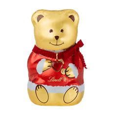 LINDT Zlatý Medvedík TEDDY (chlapček & dievčatko) v kabáte, mliečna čokoláda 100 g