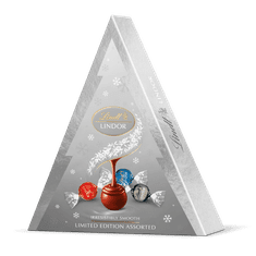 LINDT LINDOR pralinky Mix - Vianočný stromček strieborný 125 g