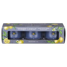 Yankee Candle Súprava votívnych sviečok v skle Black Tea & Lemon 3 x 37 g